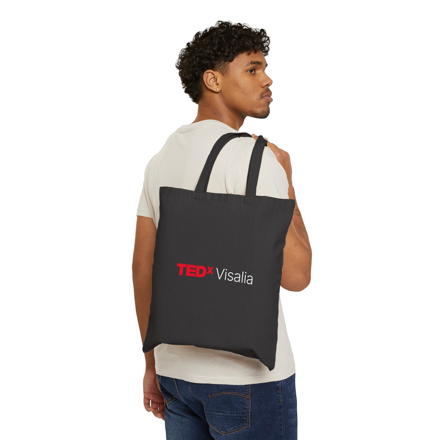 TedxVisalia Black Cotton Canvas Tote Bag