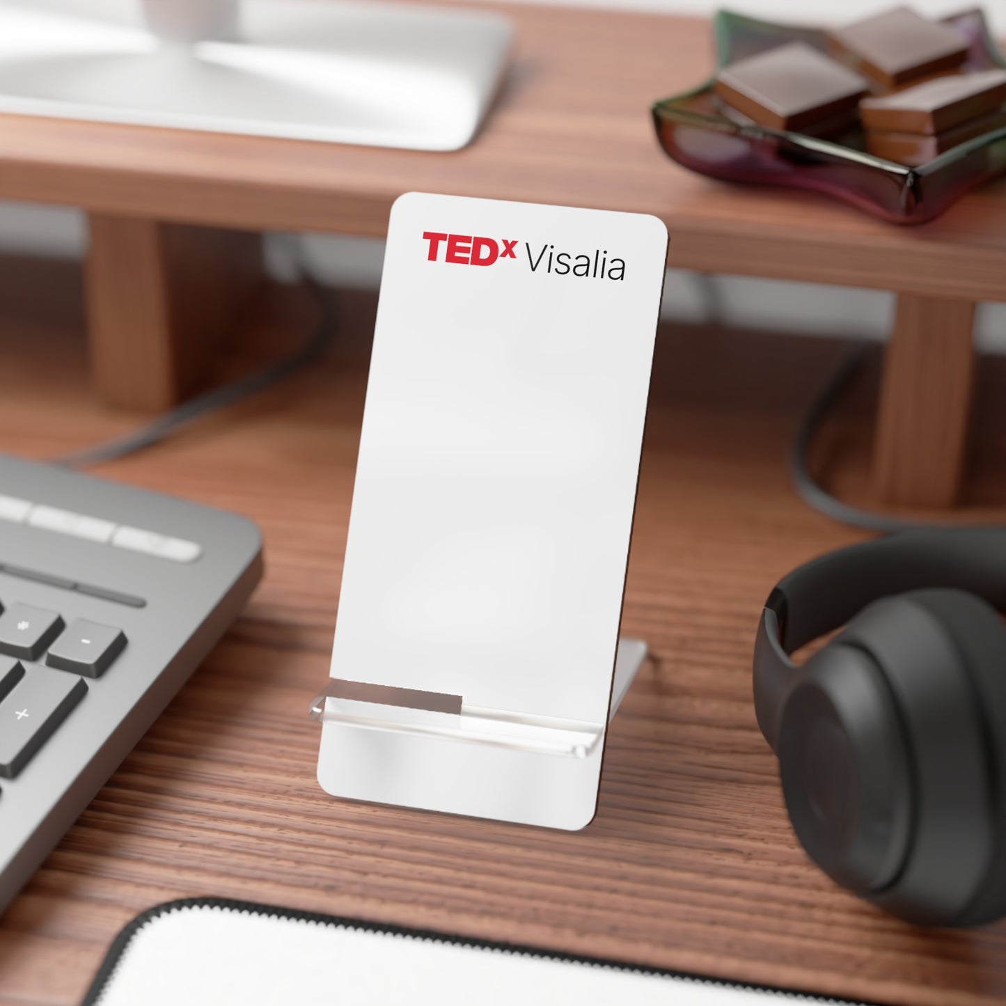 TedxVisalia White Mobile Display Stand for Smartphones