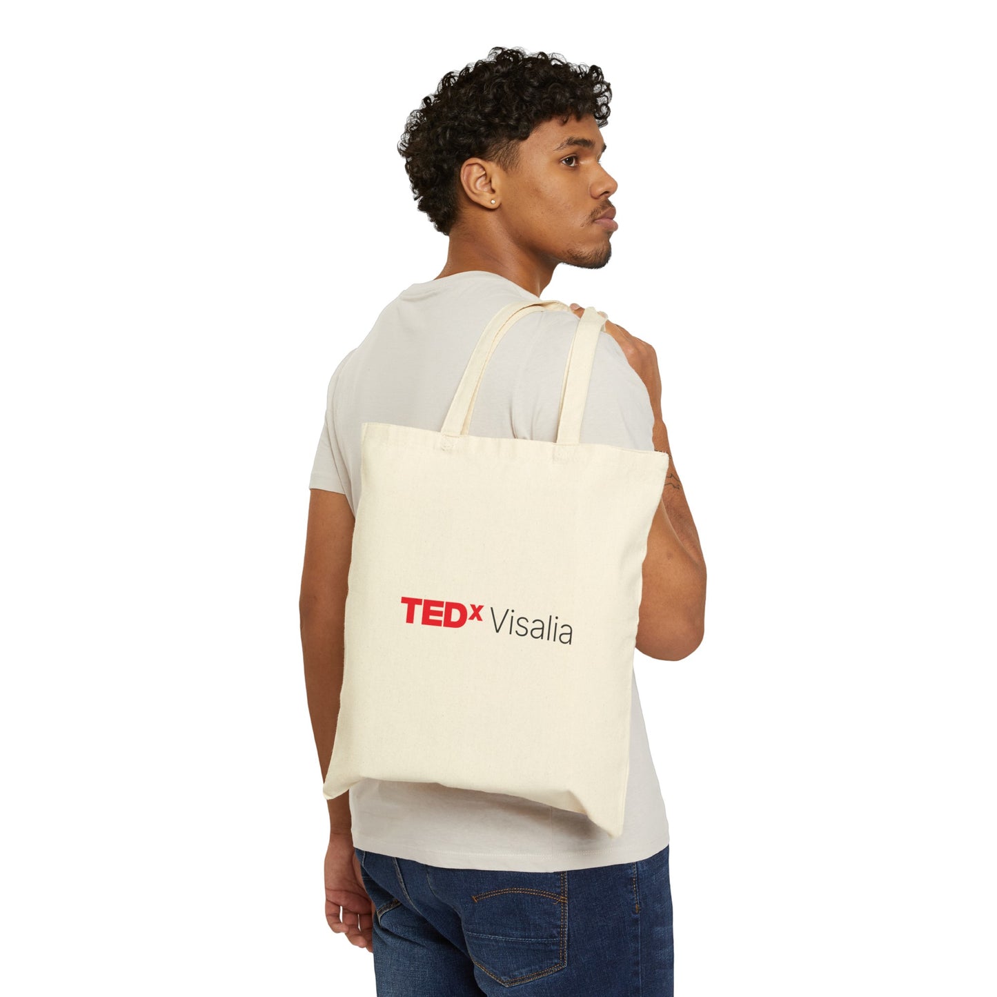 TedxVisalia White Cotton Canvas Tote Bag