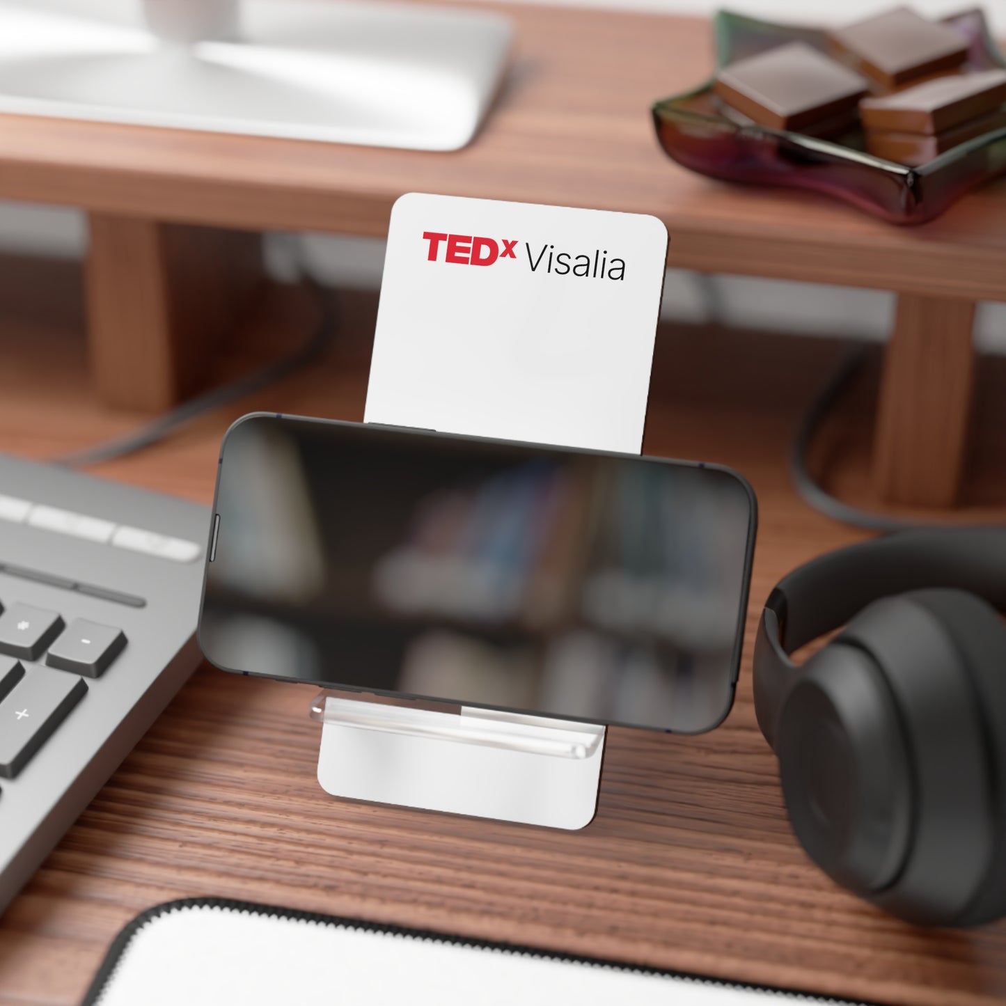 TedxVisalia White Mobile Display Stand for Smartphones